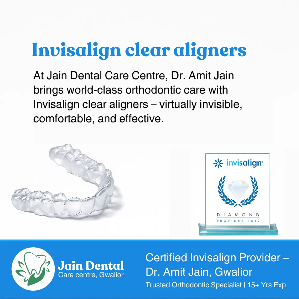 Invisalign clear aligners for teeth straightening at Jain Dental Clinic Gwalior